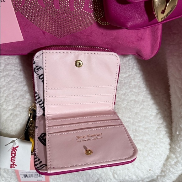 NWT Juicy Couture “Queen Couture” Satchel w Mini Bag and Wallet, Pink - Picture 3 of 8